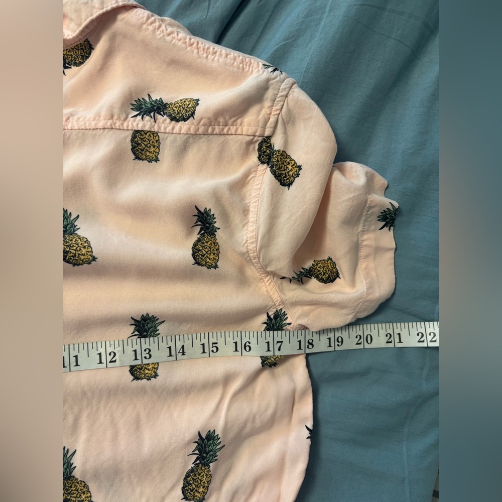 Pineapple Print Pink Viscose Shirt - Picture 6 of 8
